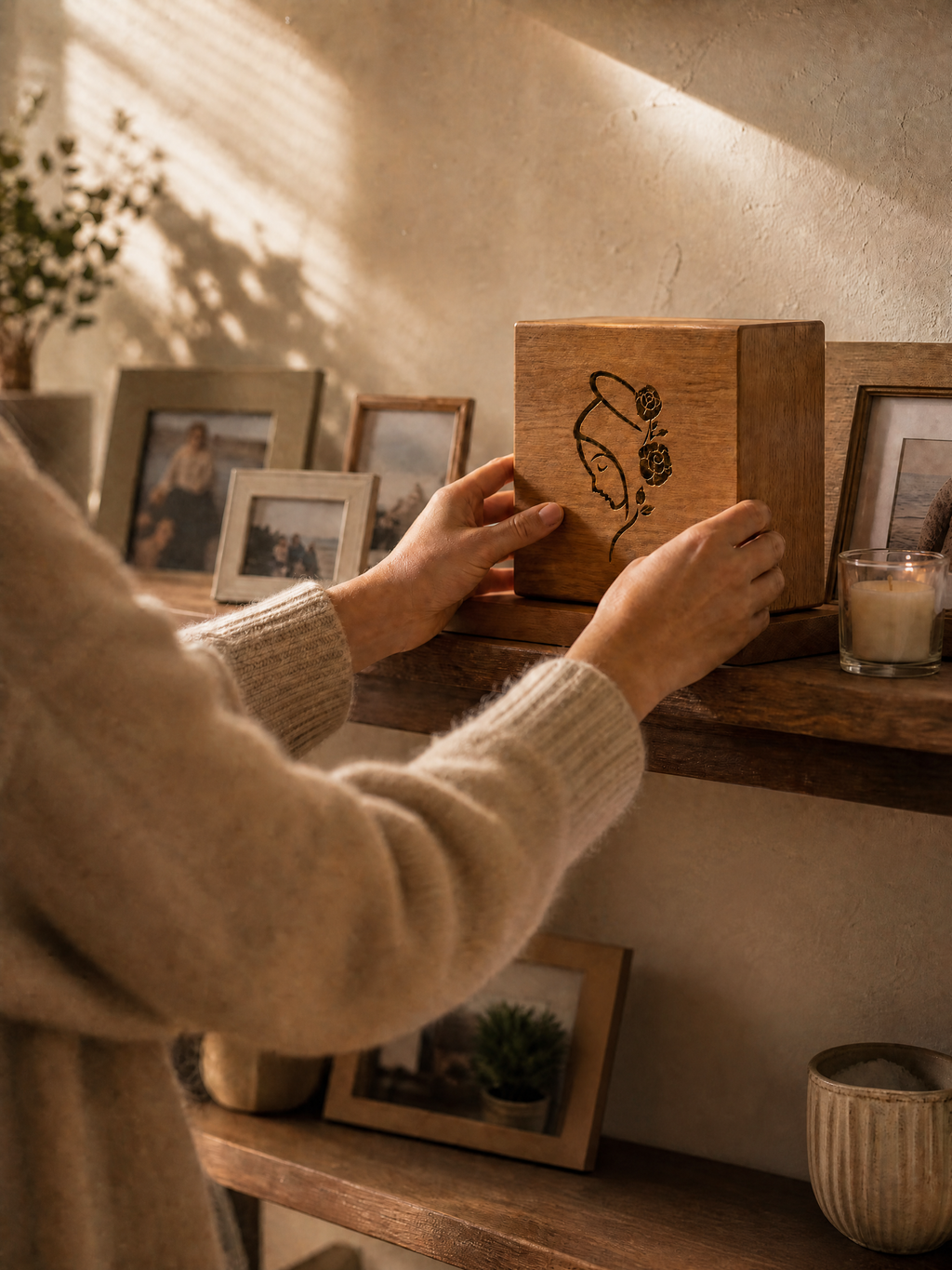 Amore Eterno – Urna in Legno con Decorazione Floreale