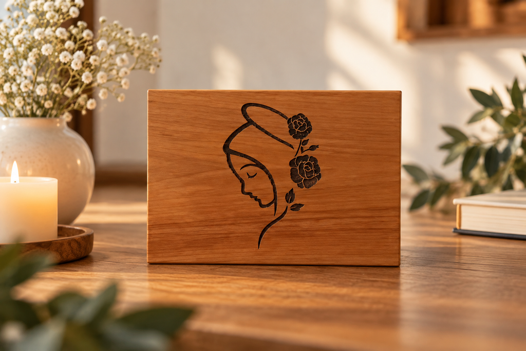 Amore Eterno – Urna in Legno con Decorazione Floreale